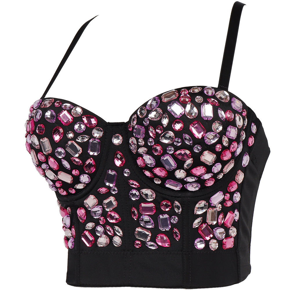 Hot Selling Bright Acrylic Diamond Vest Corset  Crop Top Underwear Bustier Bra For Women Ladies