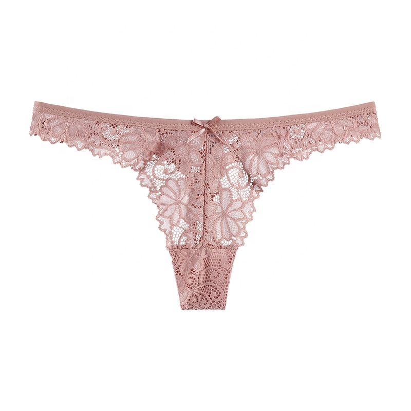 Hollow Out Breathable Anti-Baterial Cotton Material Women Beautiful Low Waist Lace Thongs