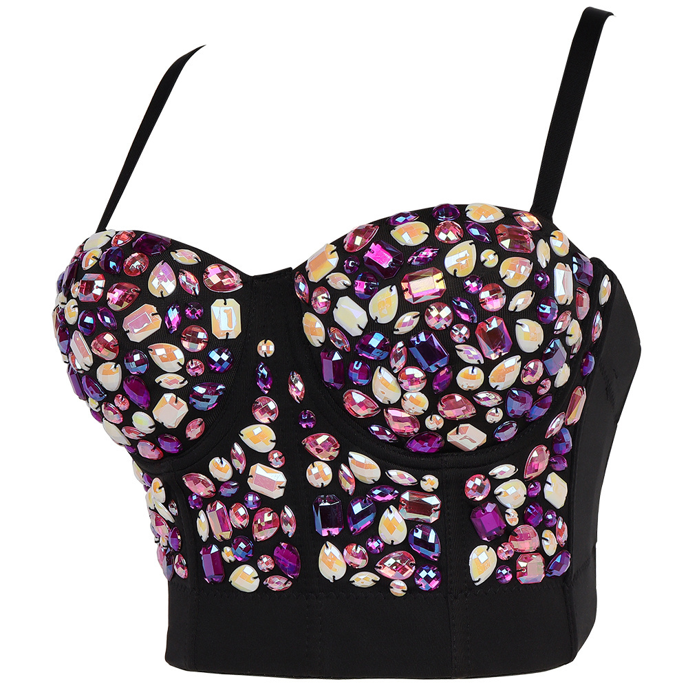 Hot Selling Bright Acrylic Diamond Vest Corset  Crop Top Underwear Bustier Bra For Women Ladies