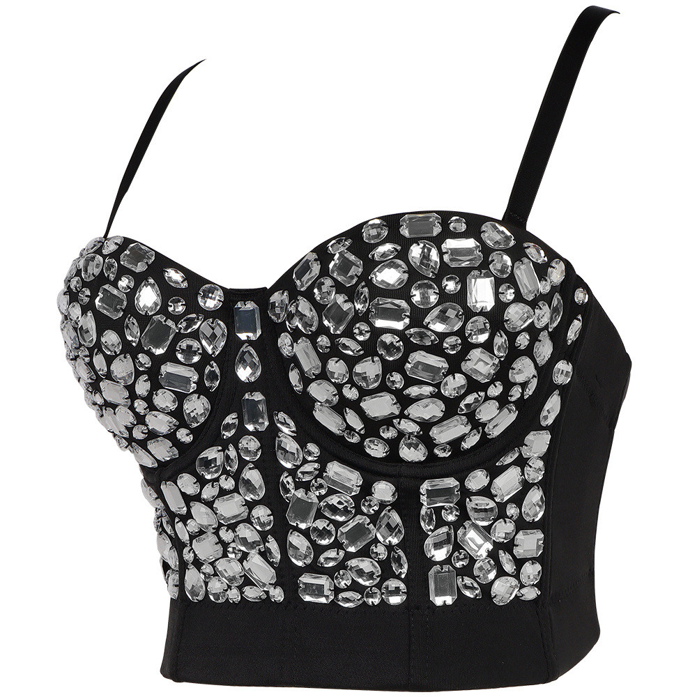 Hot Selling Bright Acrylic Diamond Vest Corset  Crop Top Underwear Bustier Bra For Women Ladies