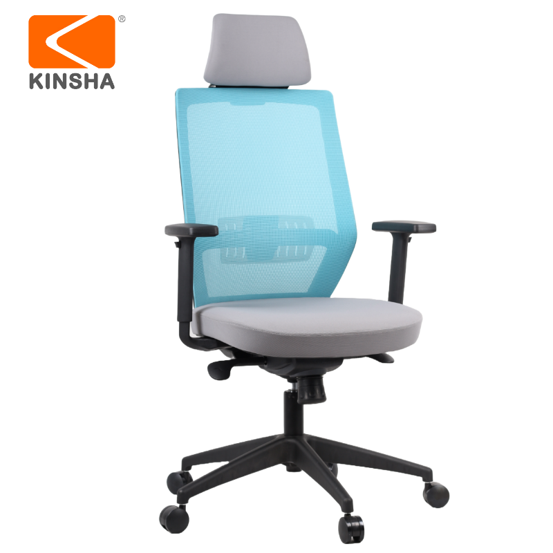 KINSHA Brugal Series Mesh Back Swivel High Back Chair With Lumbar Support Pu Moulded Foam