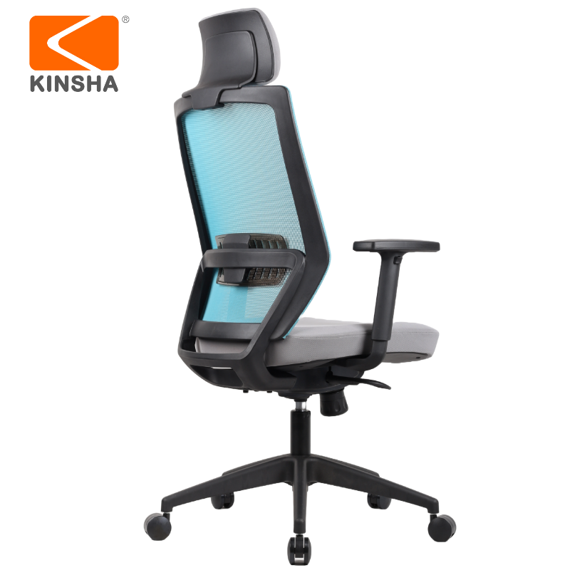 KINSHA Brugal Series Mesh Back Swivel High Back Chair With Lumbar Support Pu Moulded Foam