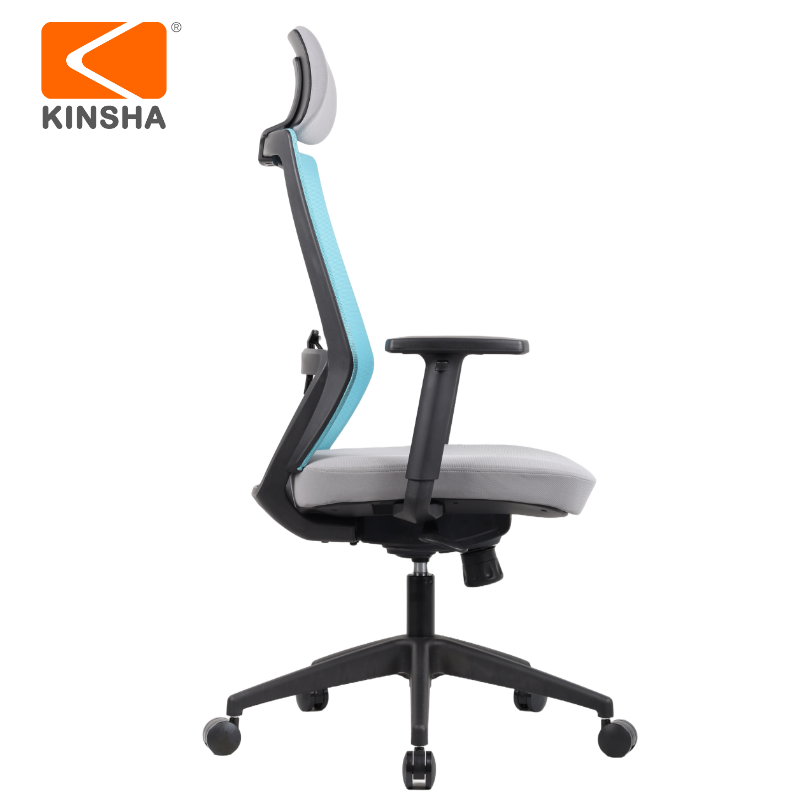 KINSHA Brugal Series Mesh Back Swivel High Back Chair With Lumbar Support Pu Moulded Foam