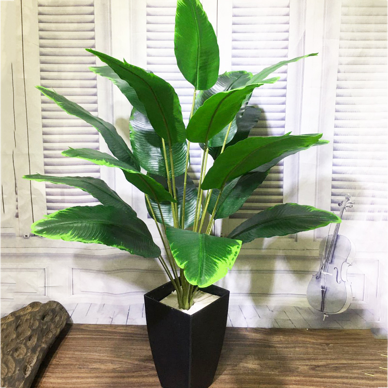 Custom Vivid Artificial Potted Plants Wholesale UVproof Artificial Bonsai Plant Tree Palm Banana Tree With Pot For Home Decor