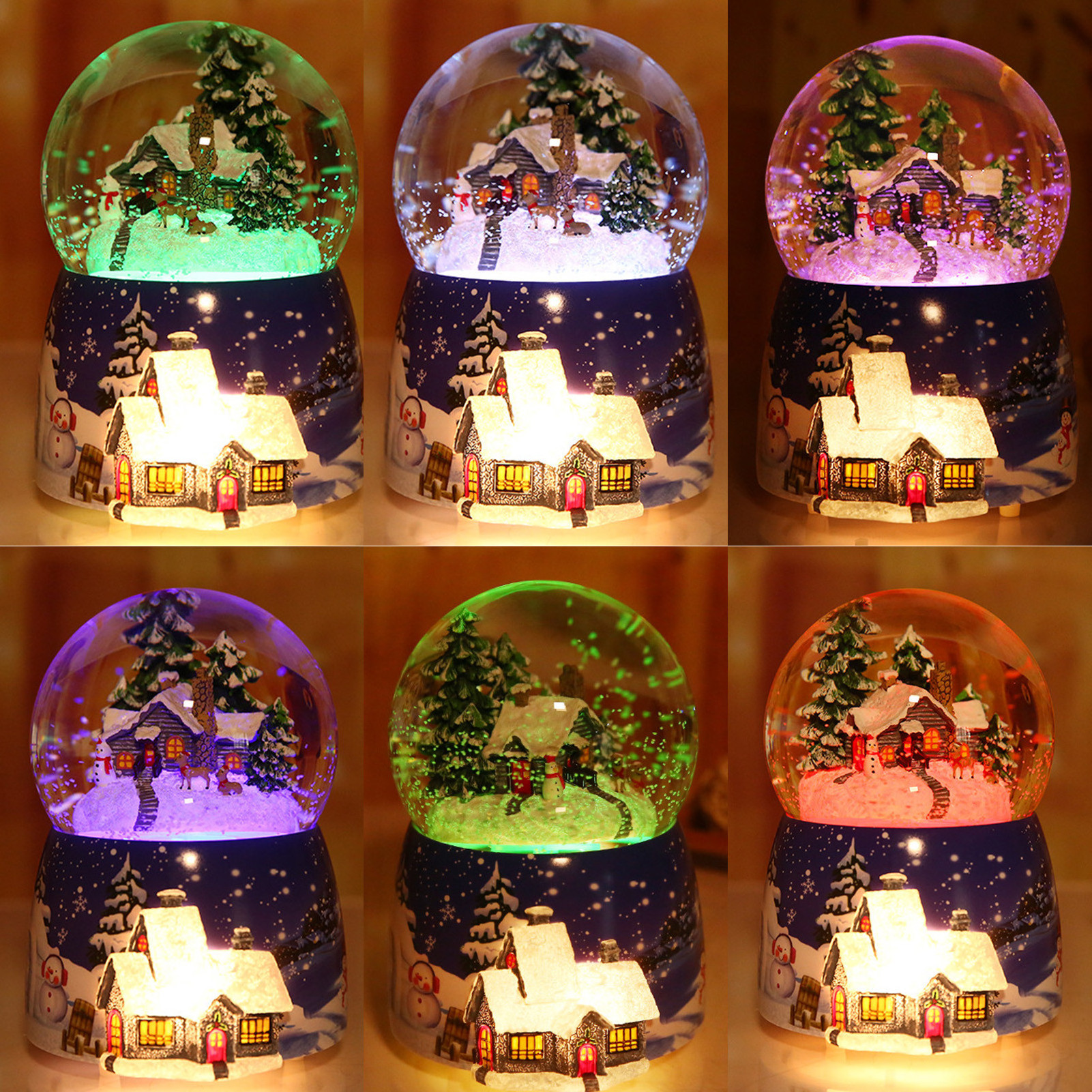 Holiday Christmas Snow Globe Personalized Glass Snow Globe LED Custom Made Snow Globes