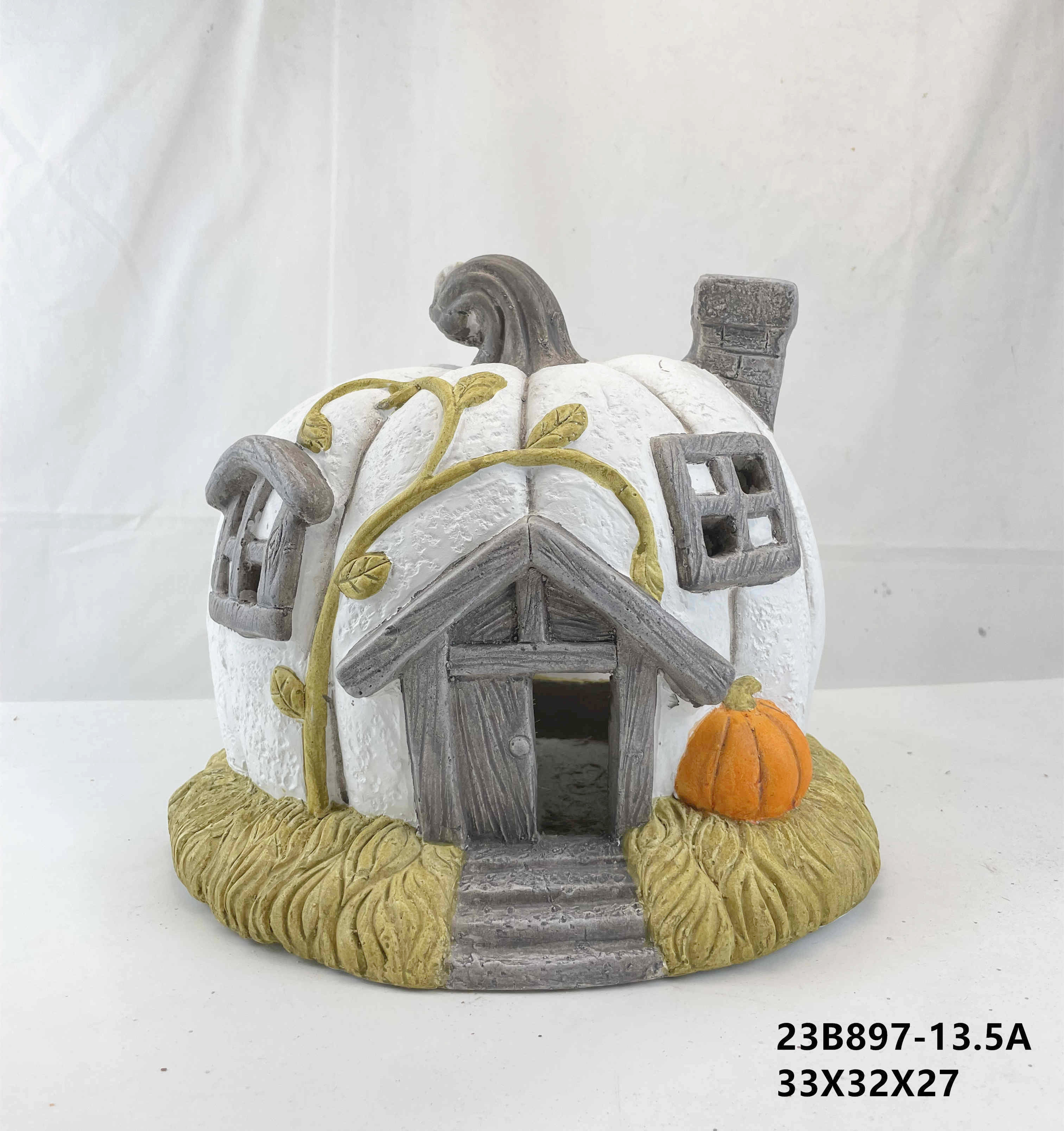 Pumpkin House Statue Ceramic Ornament House Holiday Decoration Halloween Craft