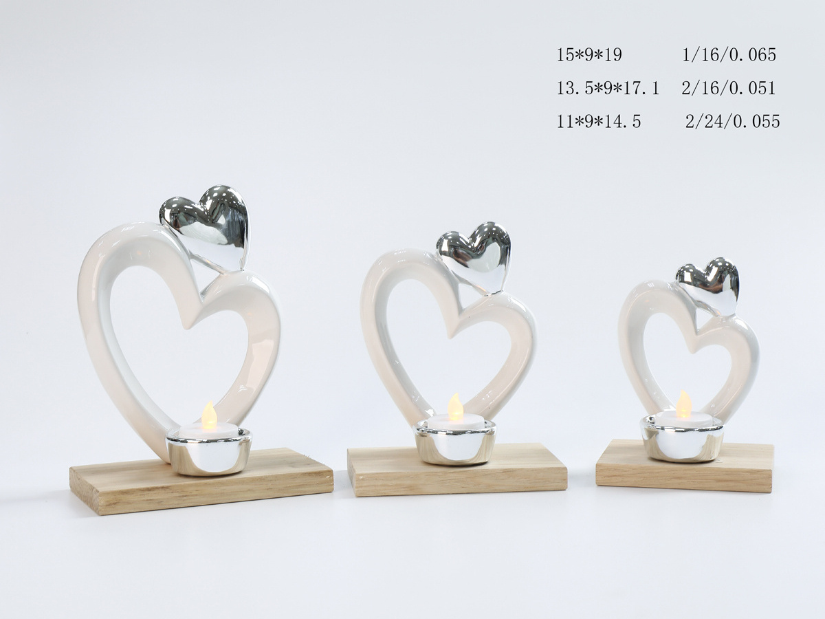 Porcelain Flameless Heart Shaped Artificial Christmas Led Tea Light Candles