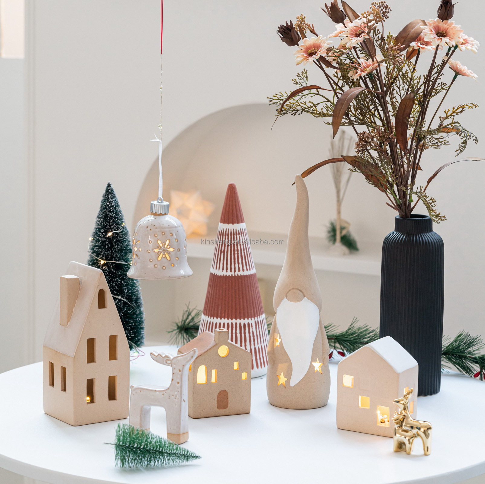 Promotion Product Christmas Light In China Ceramic Christmas Village Houses Personalised Christmas Bauble