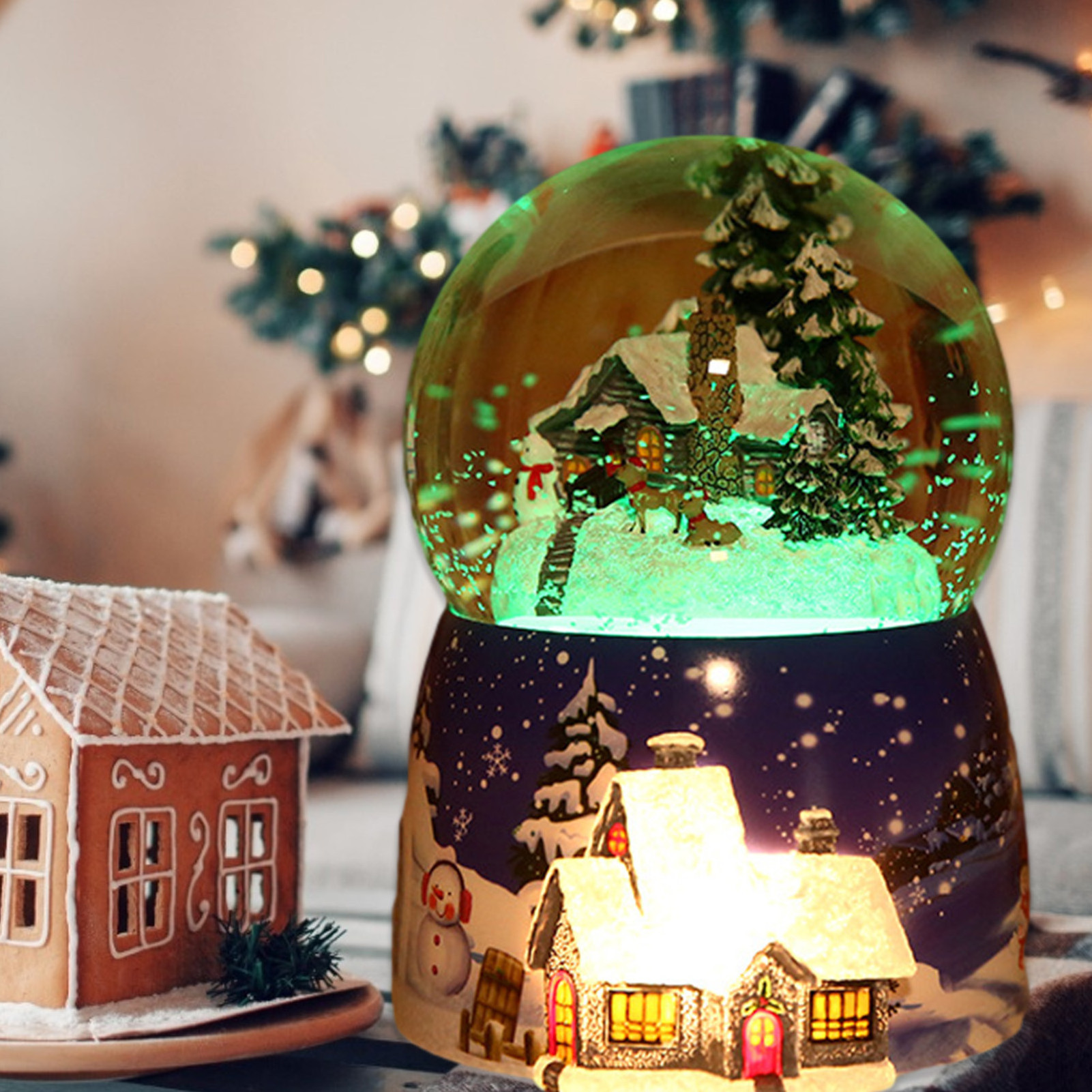 Holiday Christmas Snow Globe Personalized Glass Snow Globe LED Custom Made Snow Globes