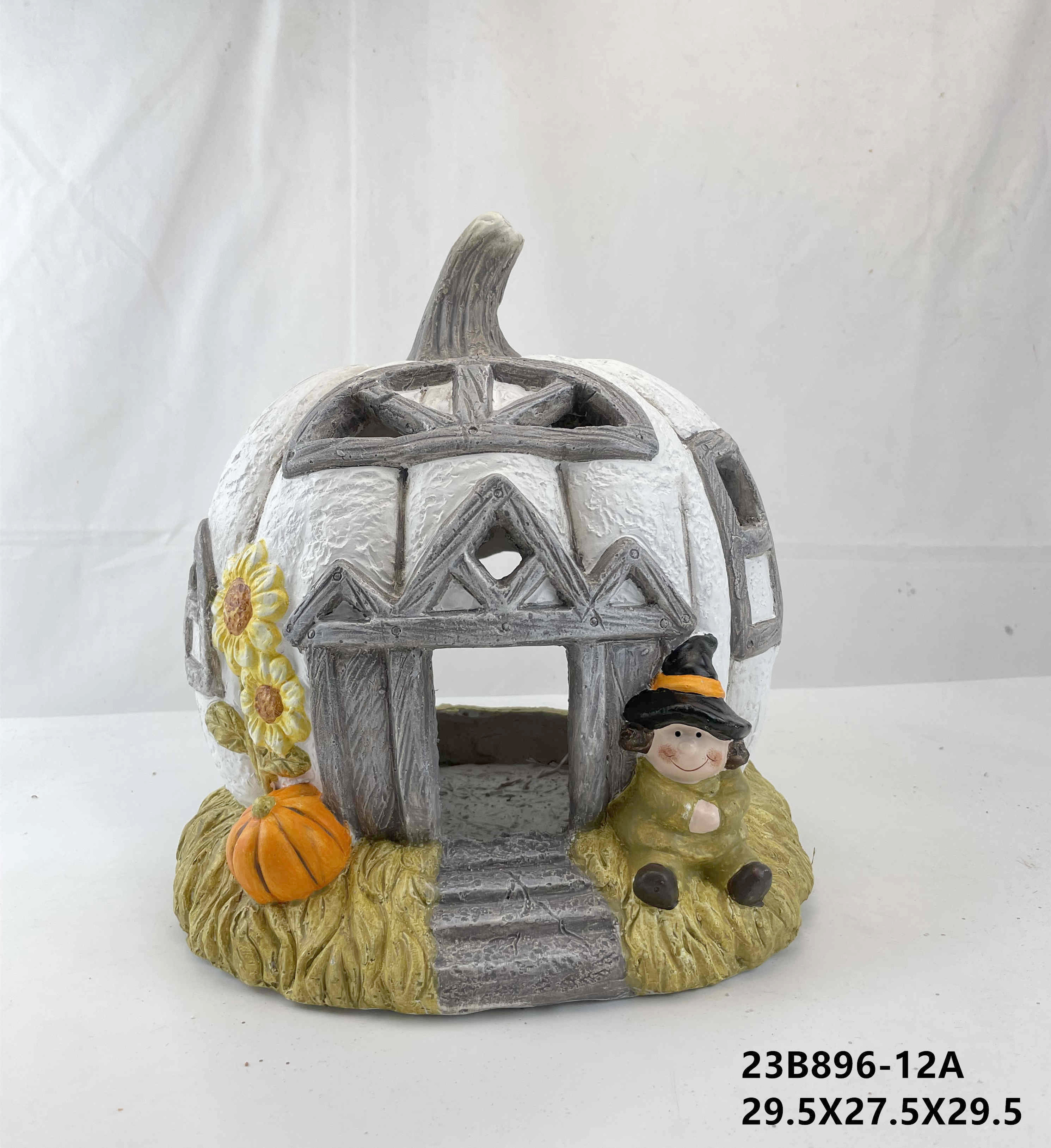 Pumpkin House Statue Ceramic Ornament House Holiday Decoration Halloween Craft