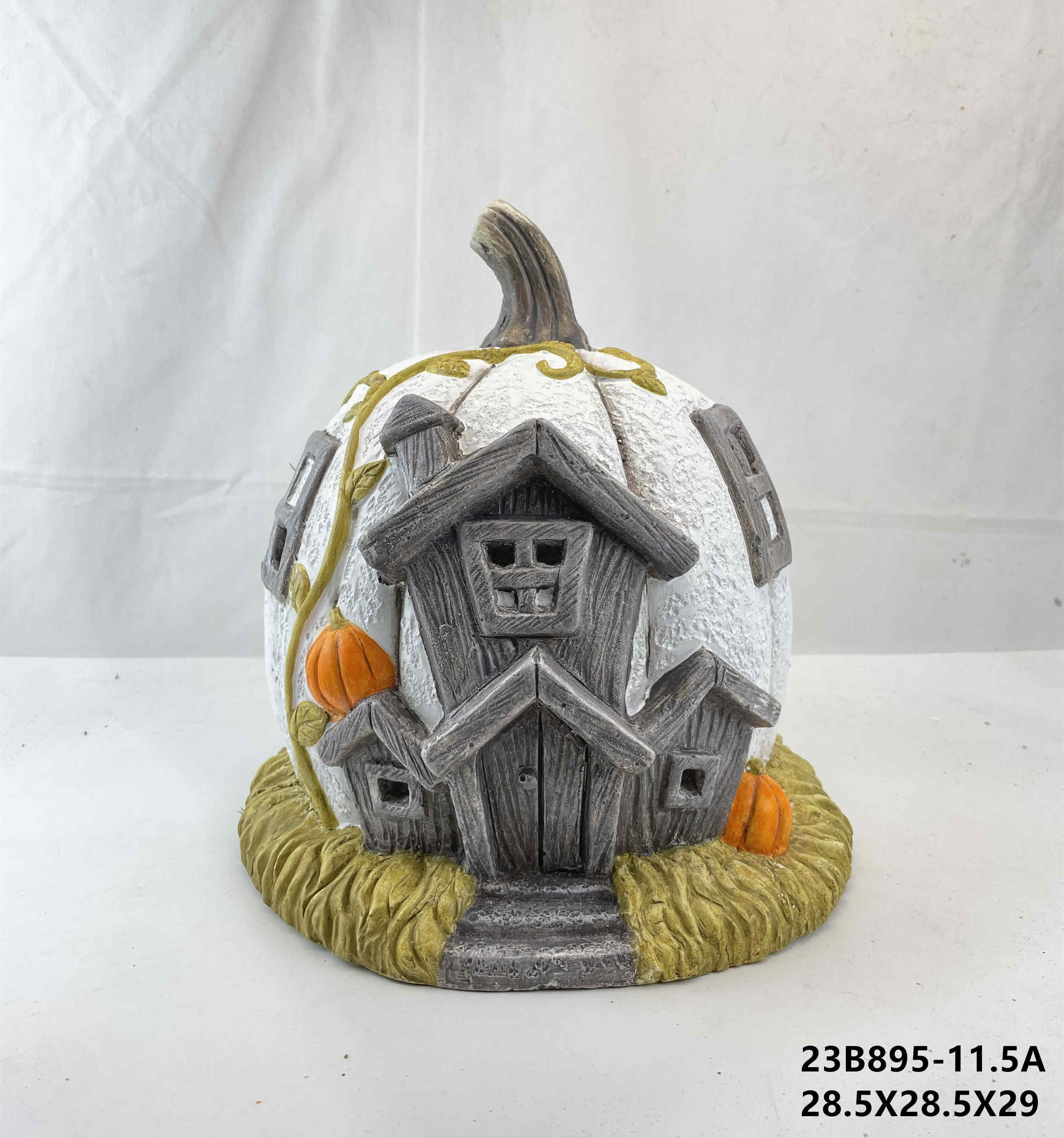 Pumpkin House Statue Ceramic Ornament House Holiday Decoration Halloween Craft