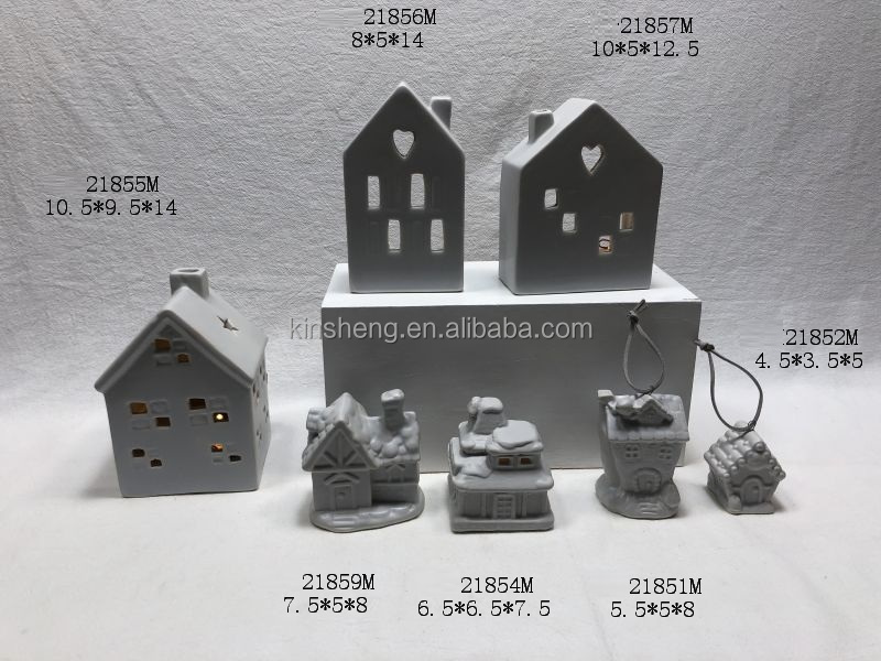 new design diy white ceramics lighted christmas village houses decor