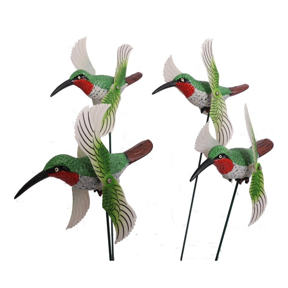 Garden Patio Decor Wind Spinners Yard Stakes Rotating Design Plastic Hummingbird Windmill