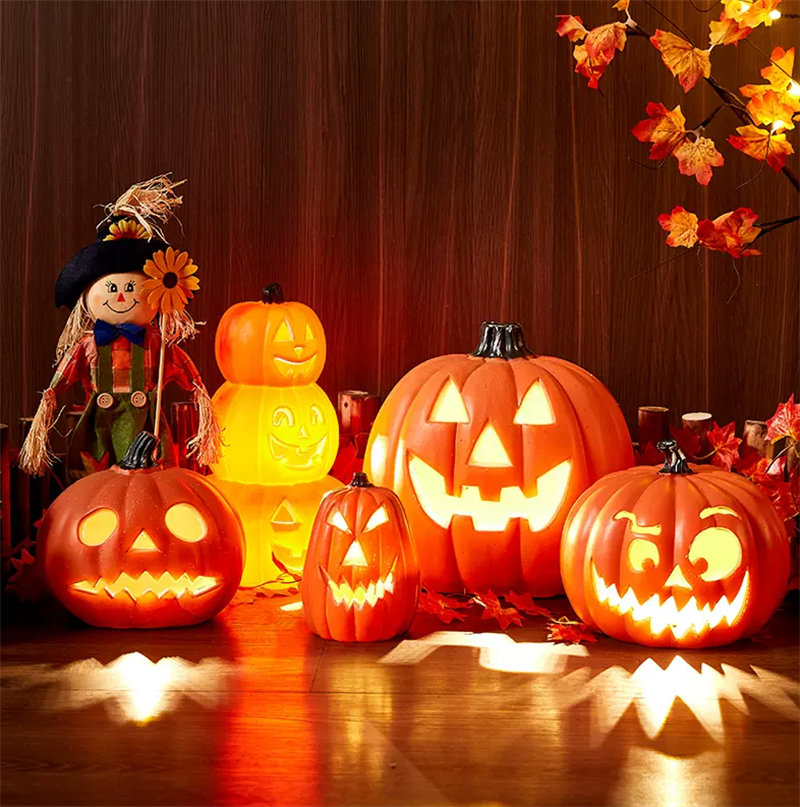 Best Selling Halloween Gifts Crafts Figurines Home Decor LED Halloween Pumpkin With Light Lantern Decorations