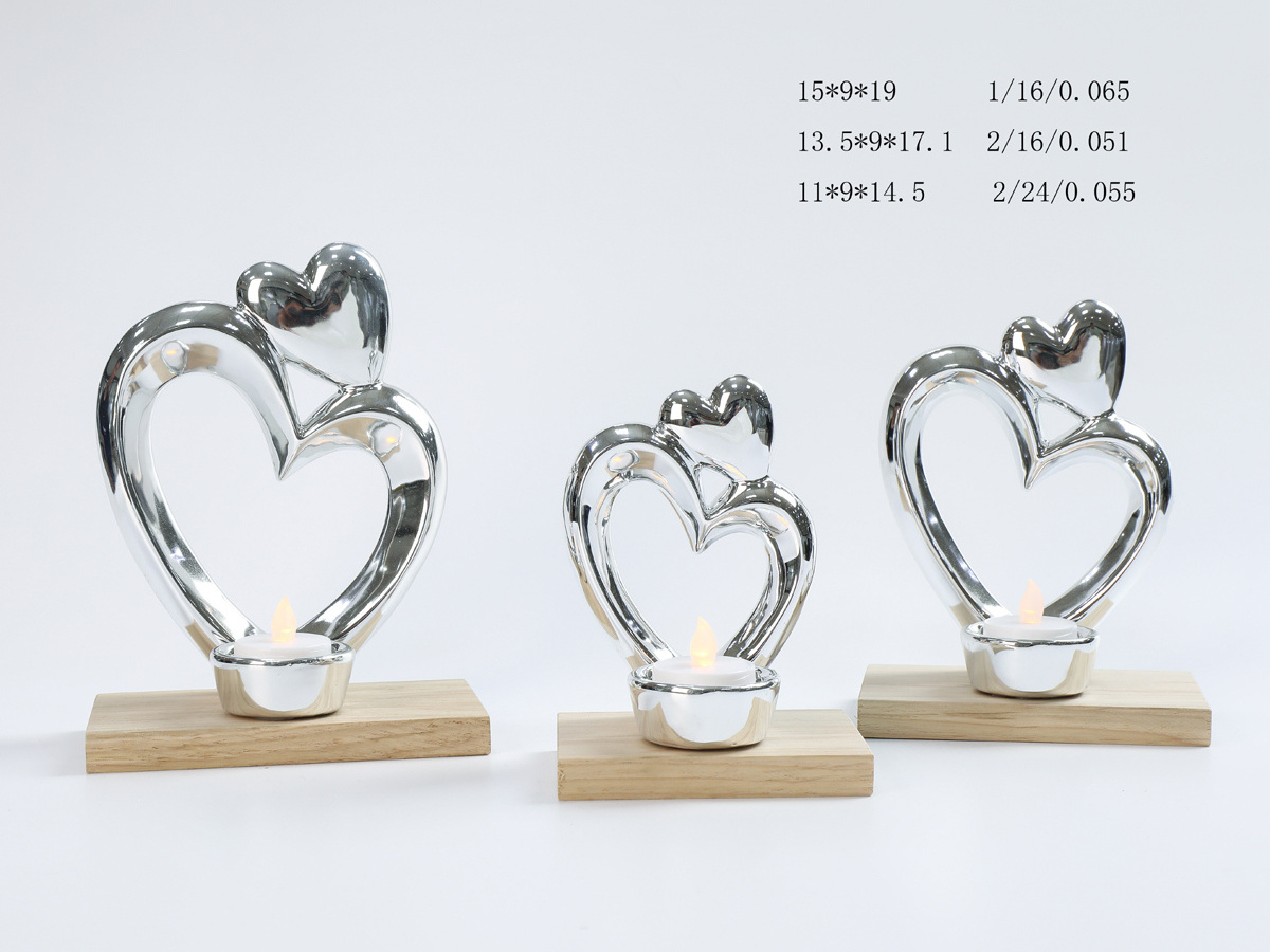 Porcelain Flameless Heart Shaped Artificial Christmas Led Tea Light Candles