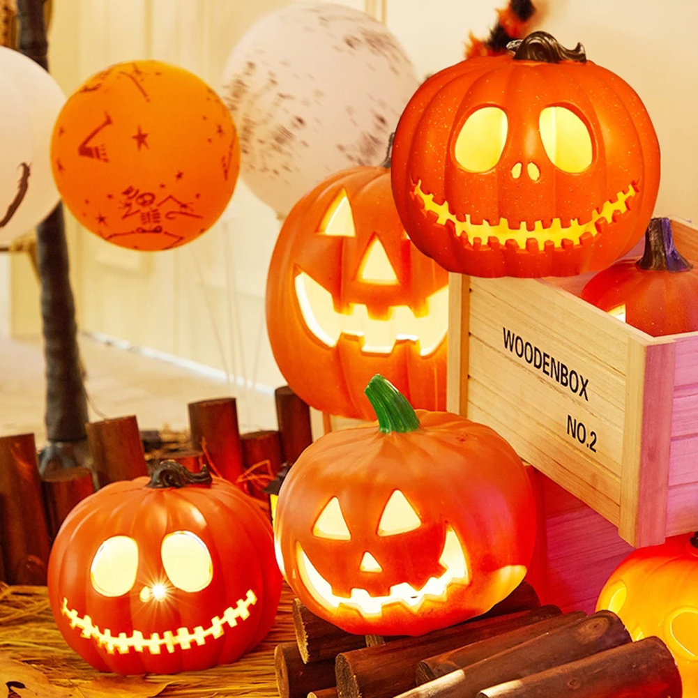 Halloween Gifts Crafts Figurines Home Decor LED Halloween Pumpkin With Light Lantern Decorations