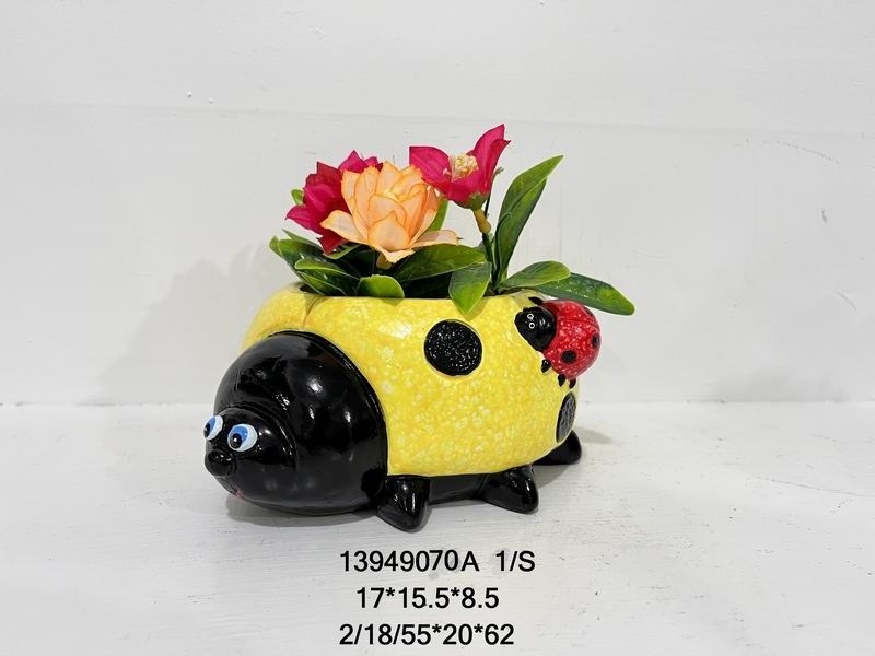 Custom Ladybug Mgo Flower Pot Decor Seven Stars Floating Insects Home Garden Yard Planters Flower Pot For Plant