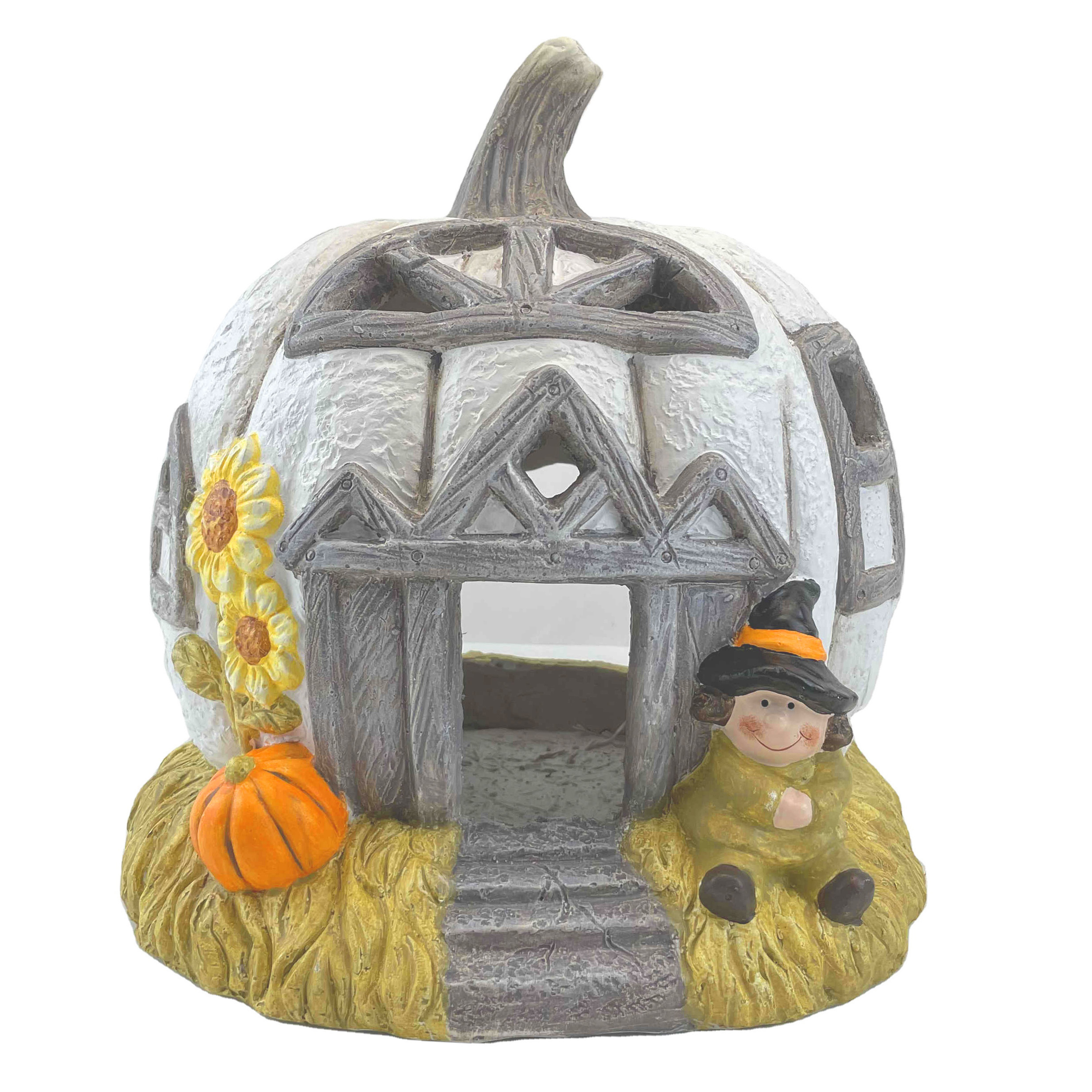 Pumpkin House Statue Ceramic Ornament House Holiday Decoration Halloween Craft