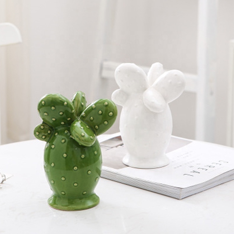 Nordic Home Decorative Accessories Ice Crack Cactus Shaped Ceramic Ornaments