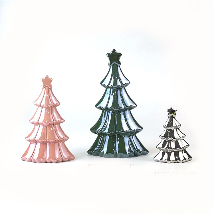 Pink Porcelain Christmas Ceramic Christmas Xmas Tree Green Accessory Modern Home Decoration