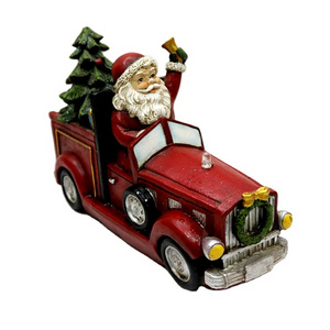 Vintage Christmas Red Car Home Ornament 2020 Decorations Christmas Decoration, Christmas Santa Claus With Car