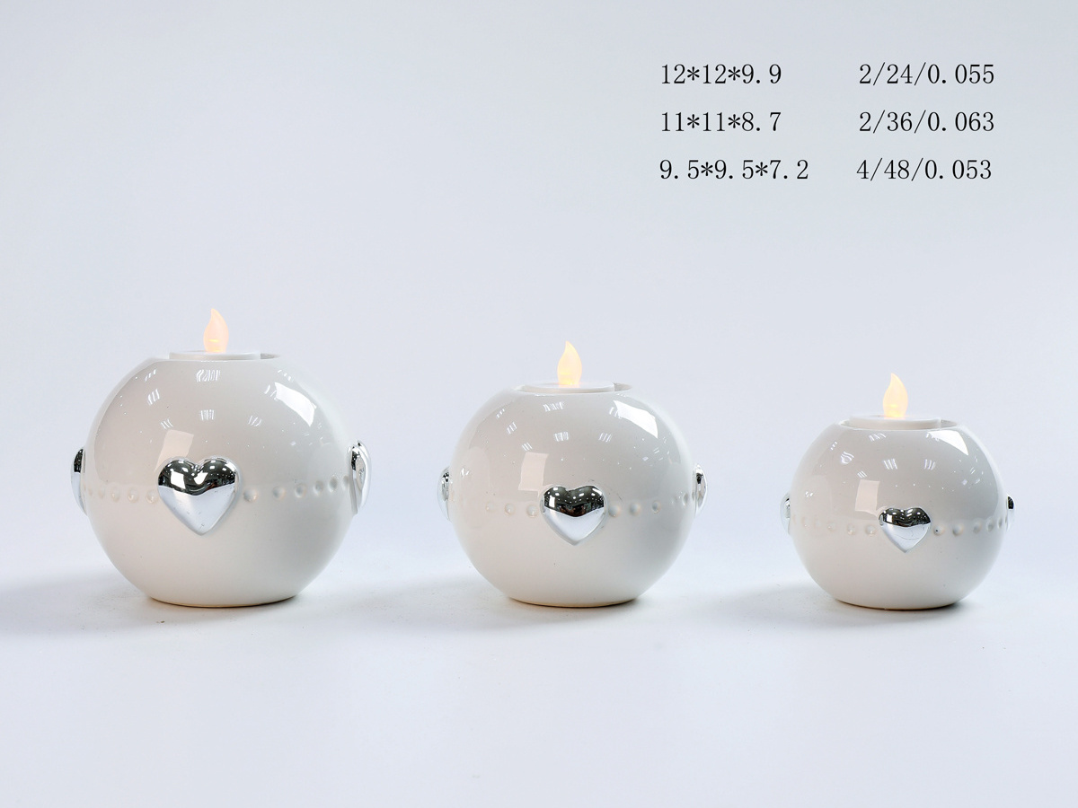 Porcelain Flameless Heart Shaped Artificial Christmas Led Tea Light Candles