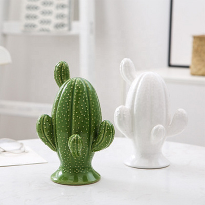 Nordic Home Decorative Accessories Ice Crack Cactus Shaped Ceramic Ornaments