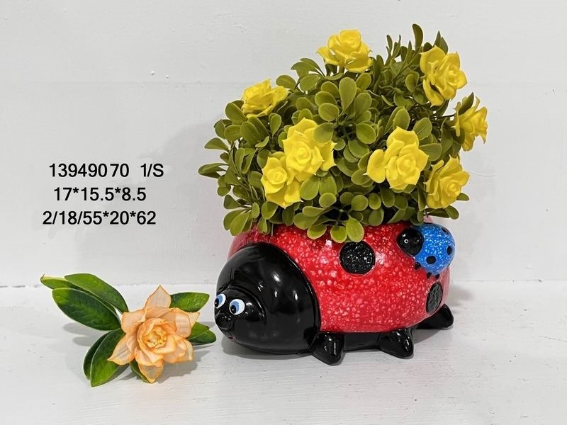 Custom Ladybug Mgo Flower Pot Decor Seven Stars Floating Insects Home Garden Yard Planters Flower Pot For Plant