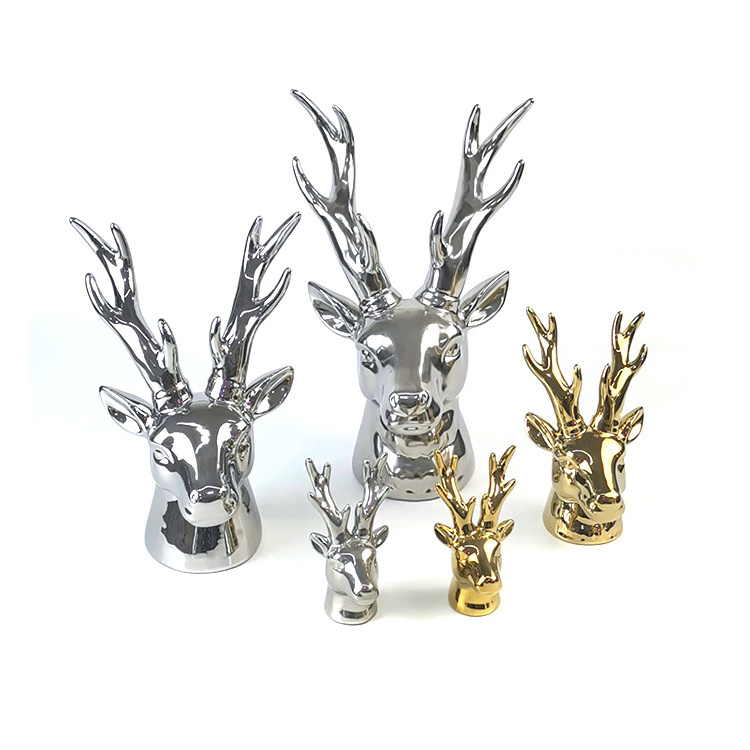 Animal Animals Head Nordic Porcelain Home Decoration Deer Figurine Christmas Ceramic Reindeer