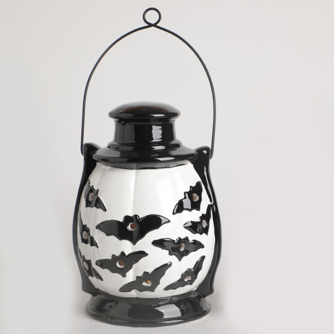 Ceramic Halloween Festival Decorations Led Handle Black Outdoor Lanterns