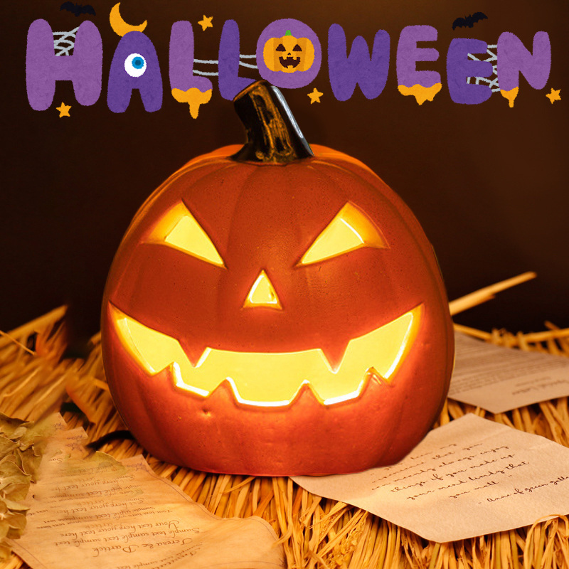 Wholesale Halloween Gifts Crafts Figurines Home Decor LED Halloween Pumpkin With Light Lantern Decorations