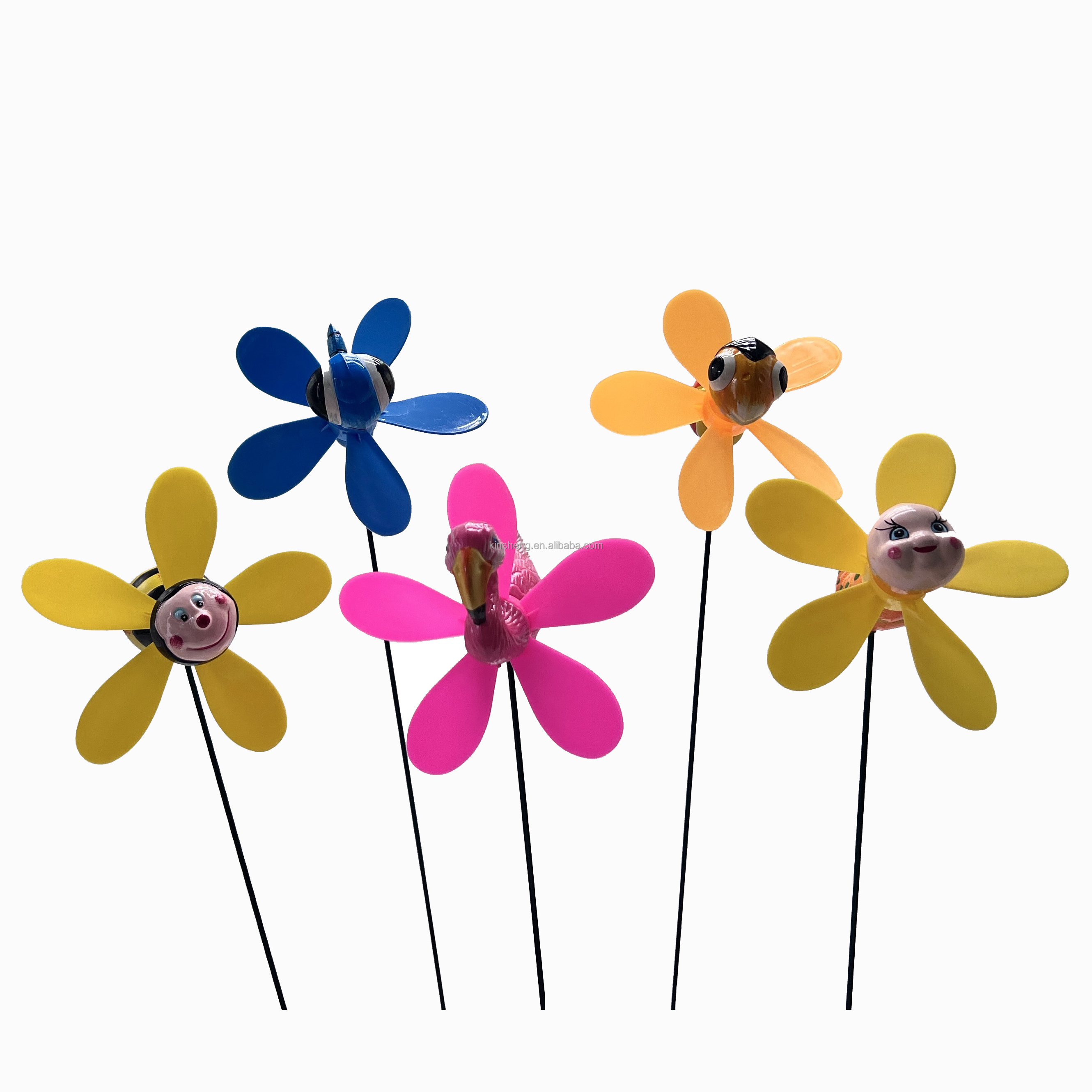 New Product Outdoor Garden Decor Lawn Plastic Metal Sticks Windmill Kit Vertical Windmill