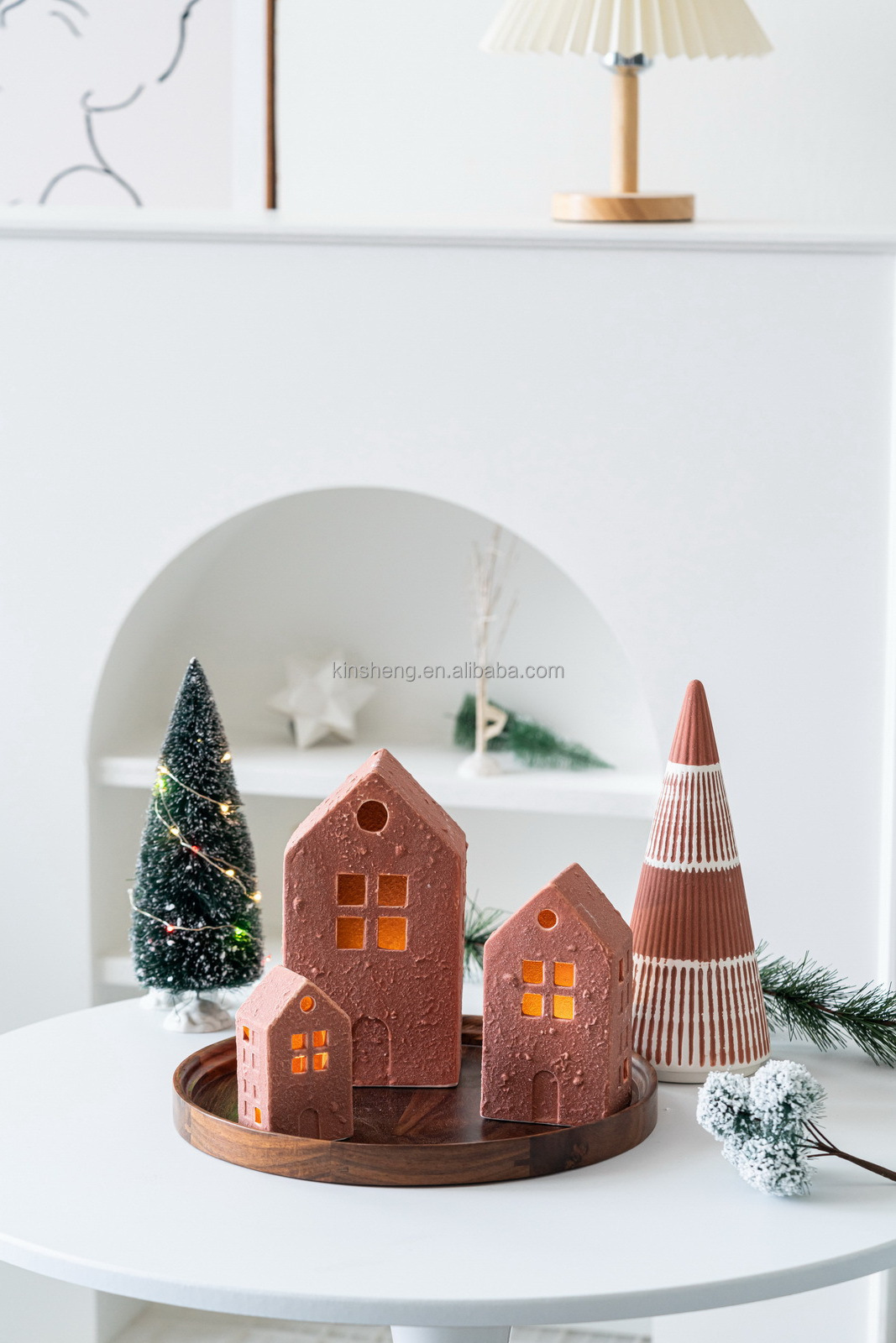 Promotion Product Christmas Light In China Ceramic Christmas Village Houses Personalised Christmas Bauble