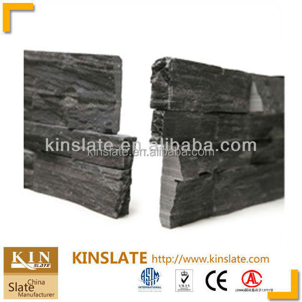 Natural black slate stones rough cut slate wall decorative