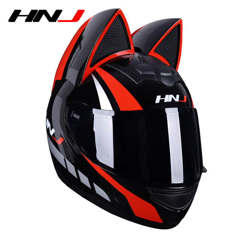 Woman Motorcycle Helmet Full Face Motocross Helmet Cat Ears Casco Moto Motorcycle Motorbike Riding Capacete Casque Moto Helmet