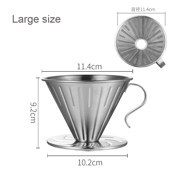 Pour Over Coffee Dripper Stainless Steel Reusable Drip Cone Coffee Filter Portable Pour-Over Coffee Maker