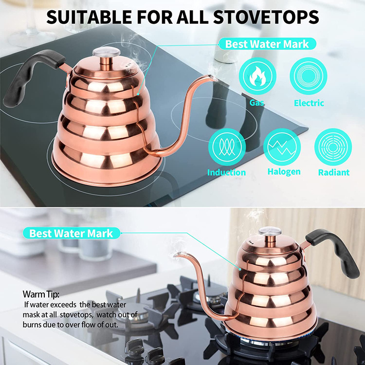 Stainless Steel Drip Kettle Stovetop Gooseneck Coffee Kettle