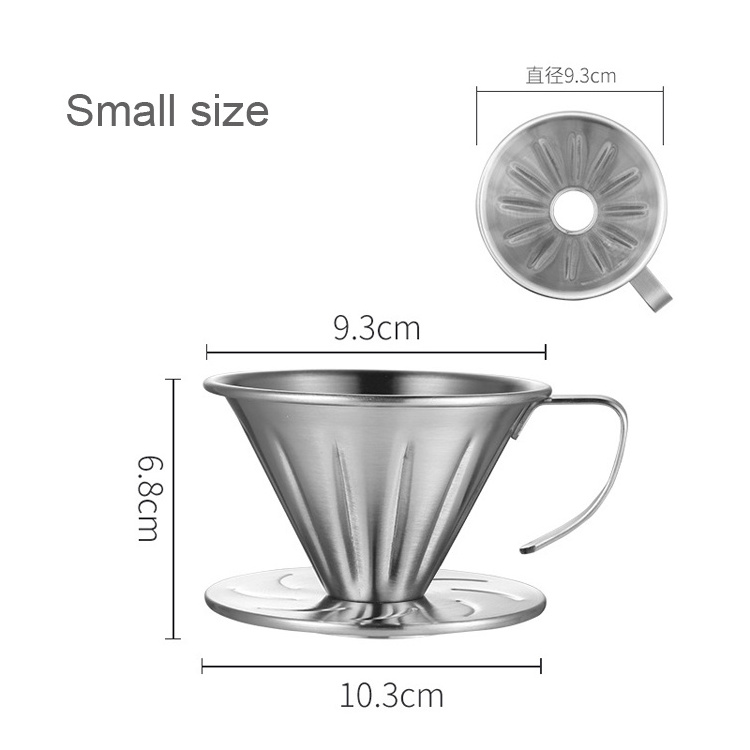 Pour Over Coffee Dripper Stainless Steel Reusable Drip Cone Coffee Filter Portable Pour-Over Coffee Maker