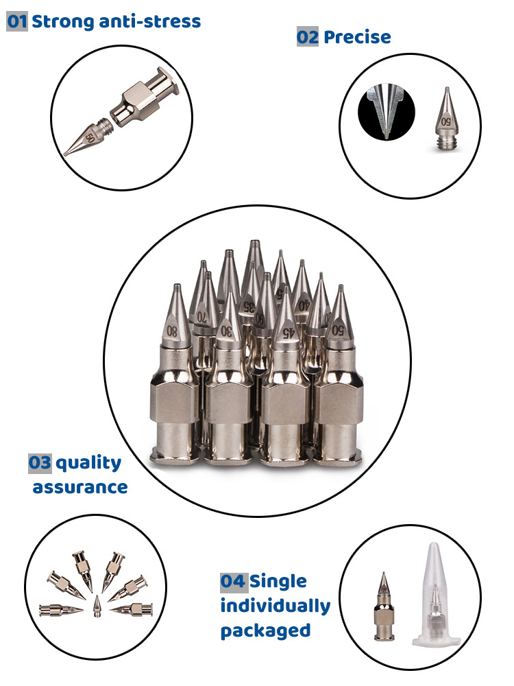 Single-Piece Split Stainless Steel Nozzle Metal Glue Dispensing Syringe Needle Tip