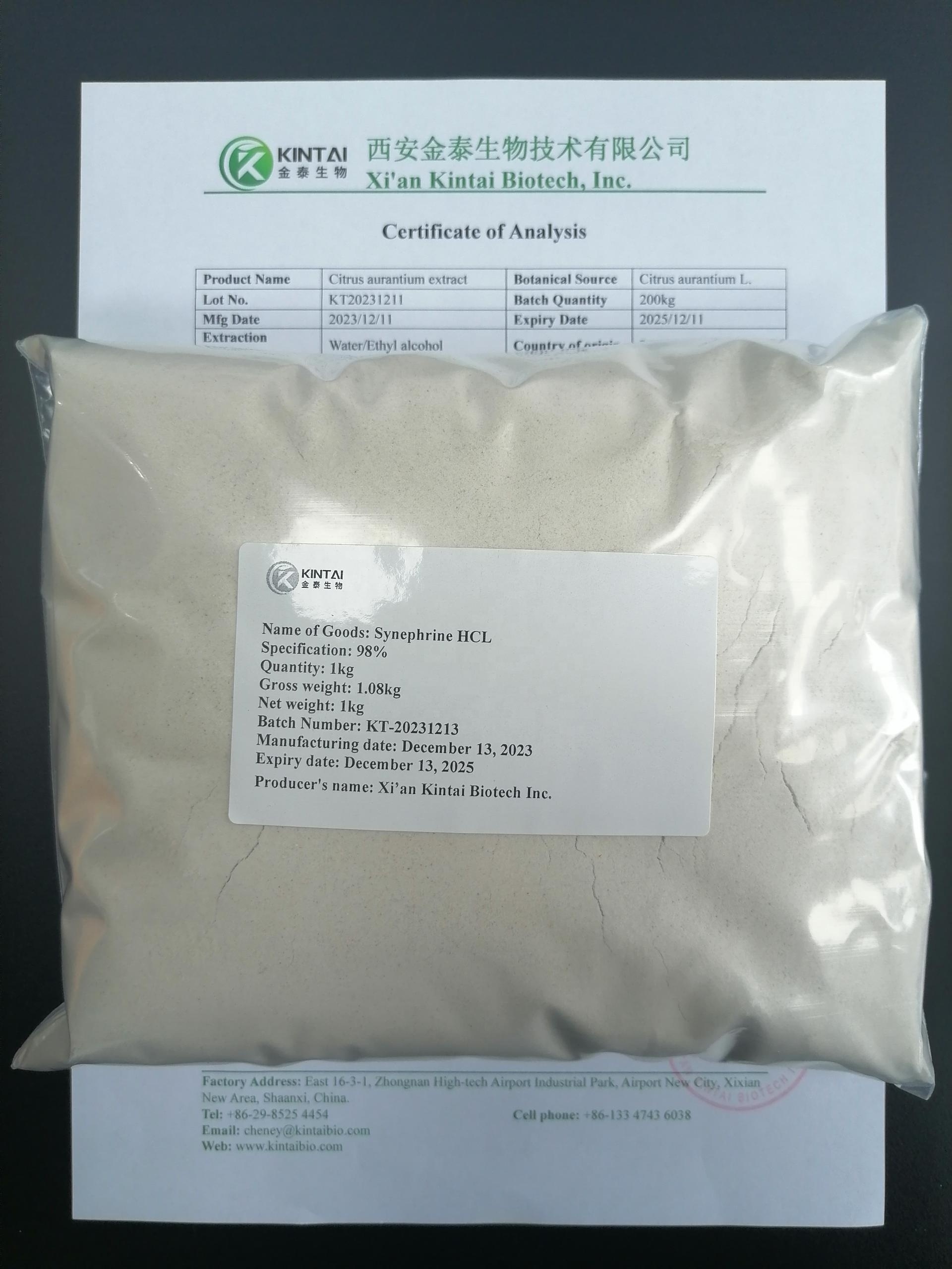 High Quality Synephrine hcl Citrus Aurantium Extract Bitter Orange Extract 6%~98% HCL Synephrine Powder