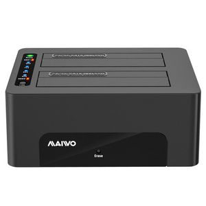 MAIWO/OEM dual bay usb3.0 2.5"/3.5" sata hard drive  docking ,adapter and enclosure, duplicator and erase function