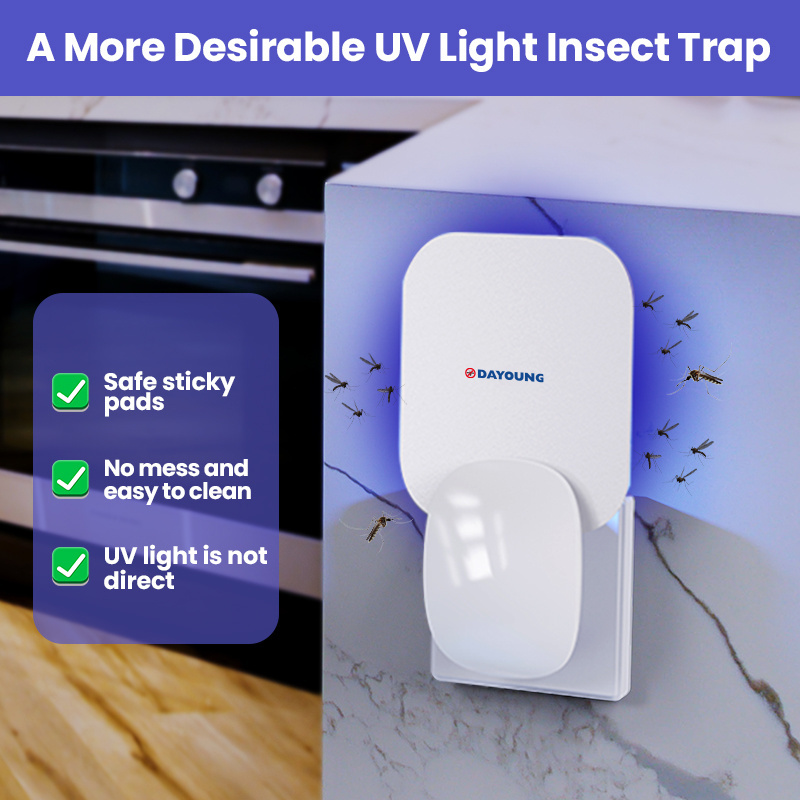 Dayoung Indoor Uv Led Insects Glue Trap Fly Catcher Wall Pest Repellent Moth Killer Plug In Electric Fly Sticky Traps