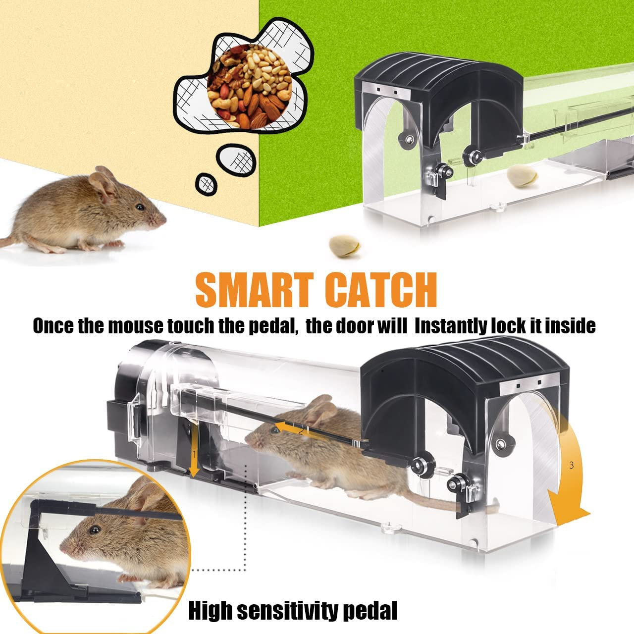 Dayoung Indoor Plastic Mouse Trap Bait Reusable Humane Mouse Trap Cage