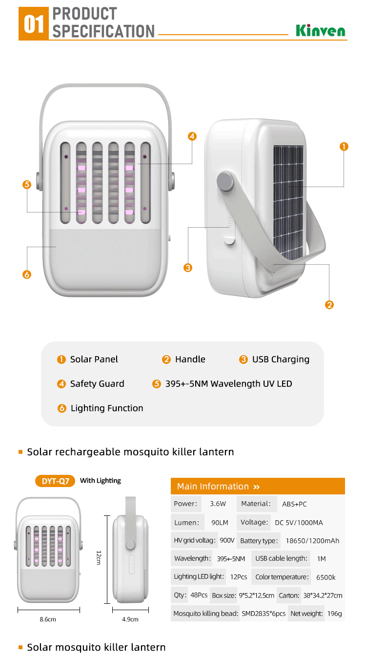 Dayoung Outdoor Pest Control Equipment Bug Zapper Mosquito Killer Lamp Solar Rechargeable Mosquito Killer Lantern