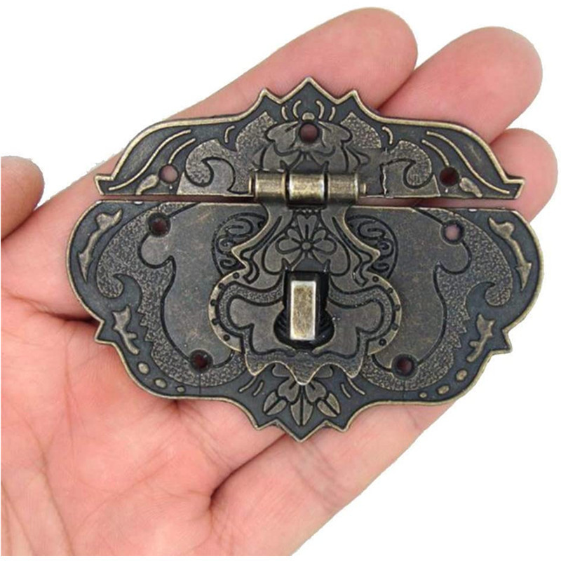 Wholesale Metal Antique Brass Lock Latch Clasp For Wooden Box In Bulk Price Decorative Latch Wooden Jewelry Box Hasp Chest Lock