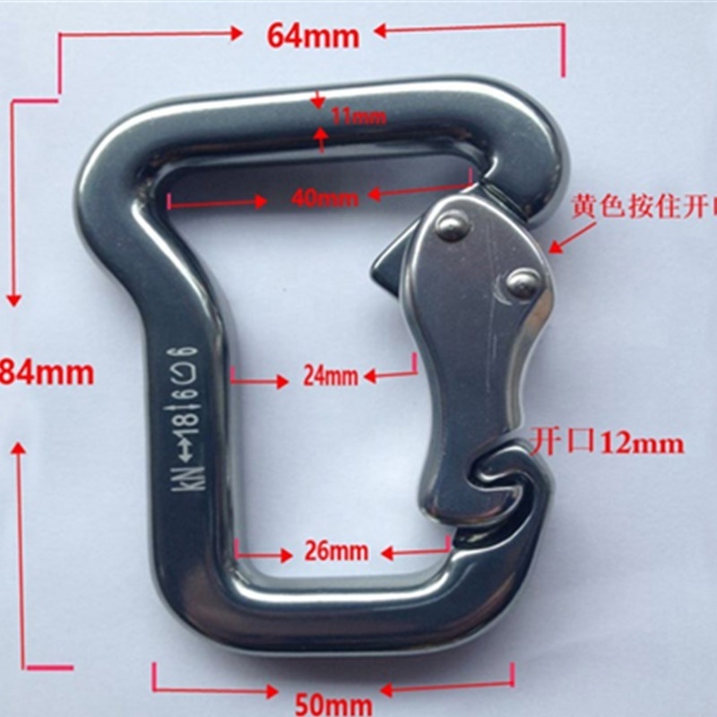 2024 High Quality 64*50mm Aluminum Hook Loop Parachute Mountaineering Buckle Parachute Carabiner