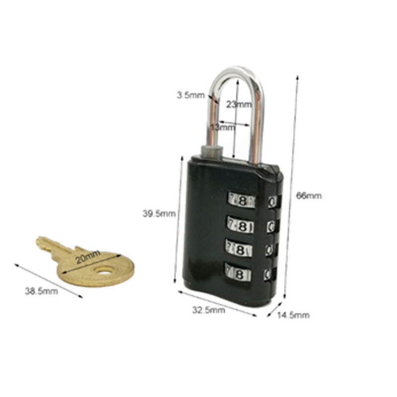 Black key code padlock number combination lock padlock with master key