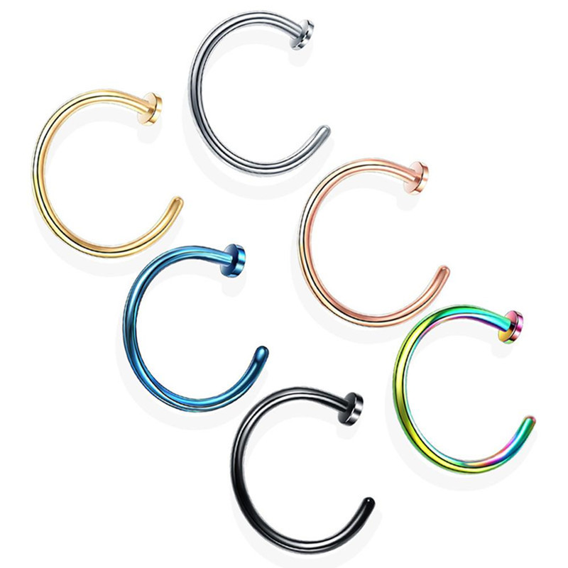 Nose Horseshoe Ring Nose Septum Ring Circular Ear Cartilage Tragus Piercing Jewelry 316L Stainless Steel Nose Ring