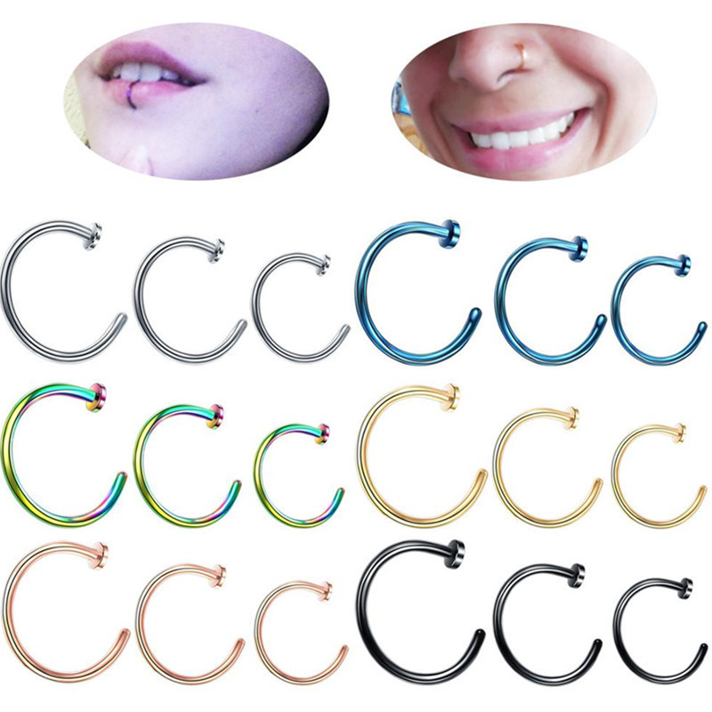 Nose Horseshoe Ring Nose Septum Ring Circular Ear Cartilage Tragus Piercing Jewelry 316L Stainless Steel Nose Ring