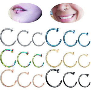 Nose Horseshoe Ring Nose Septum Ring Circular Ear Cartilage Tragus Piercing Jewelry 316L Stainless Steel Nose Ring